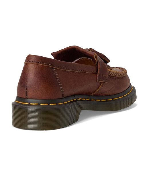 Dr. Martens Brown Adrian Stitch Leather Loafers Lace-Up Boots for men