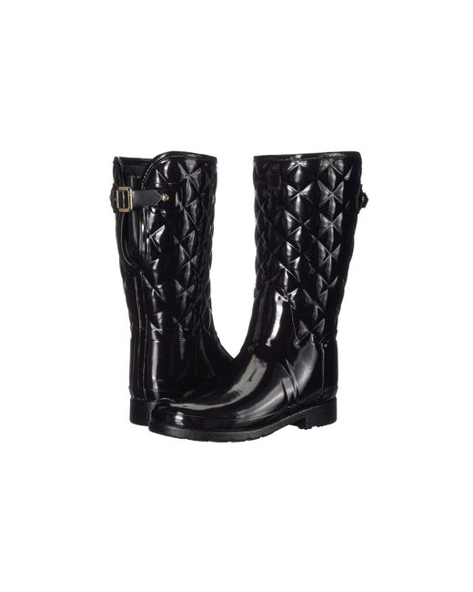 HUNTER Refined Gloss Quilted Short Boot 