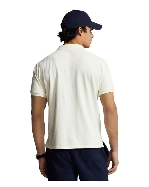 Polo Ralph Lauren White Custom Slim Fit Big Pony Mesh Polo Shirt for men
