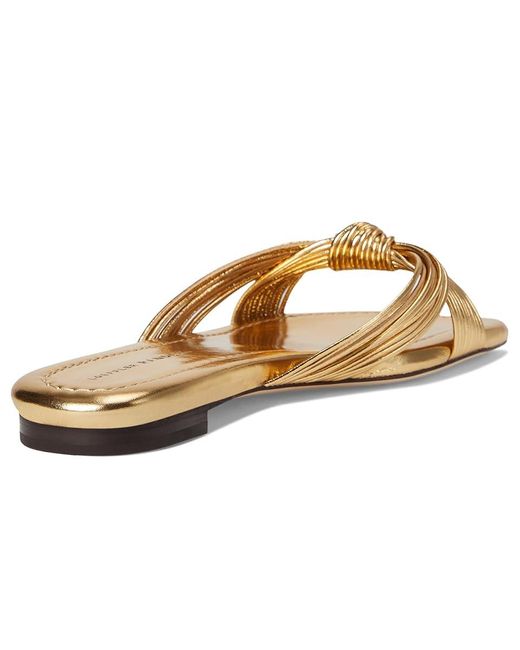 Loeffler Randall Metallic Flossie Mignon Knot Flat Sndal Wedge Shoes 7 B