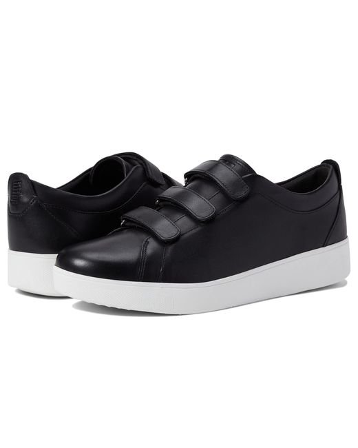 Fitflop Rally Quick Stick Fastening Leather Sneakers in Black - Lyst