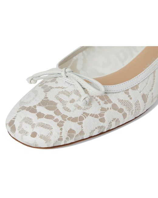 Stuart Weitzman White Arabella Ballet Flat Flat Shoes, Leather/Mesh