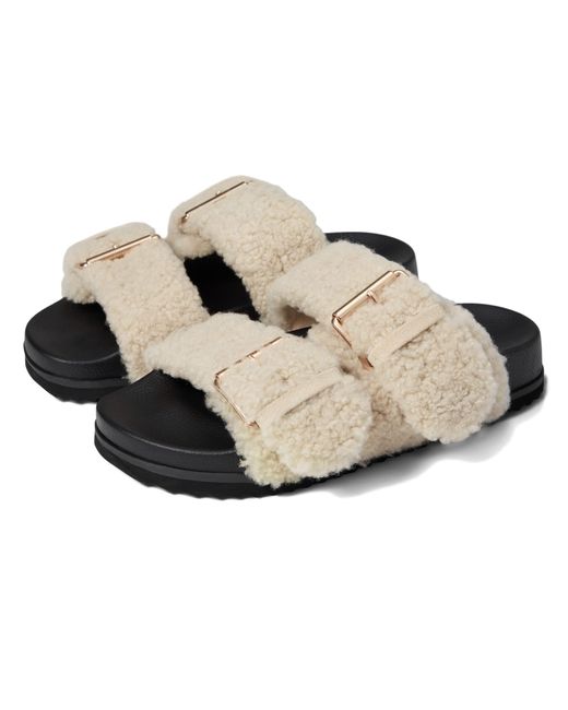 AllSaints Synthetic Sian Sherpa Sandal in White (Black) Lyst