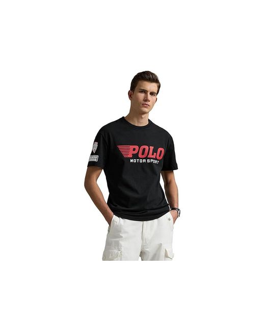 Polo Ralph Lauren Black Classic Fit Jersey Graphic T-Shirt Clothing, Cotton for men