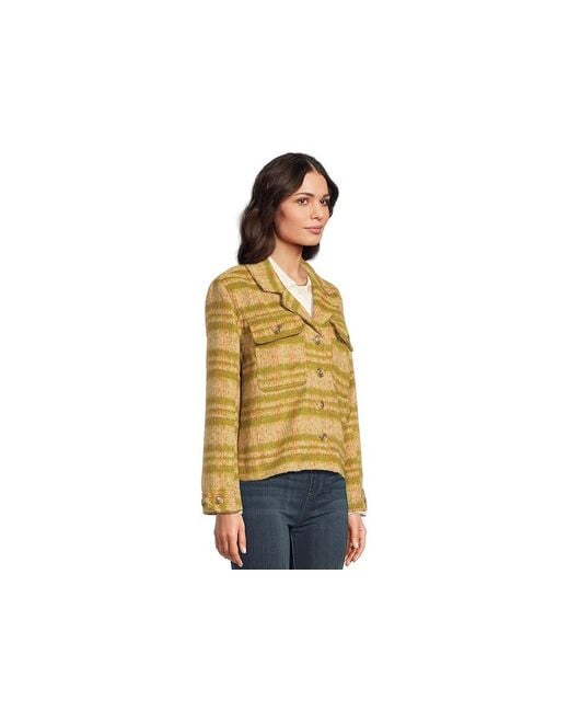 Liverpool Los Angeles Multicolor Button Front Blanket Plaid Boxy Shacket Jacket/ Blanket Plaid, Nylon/Polyester/Viscose