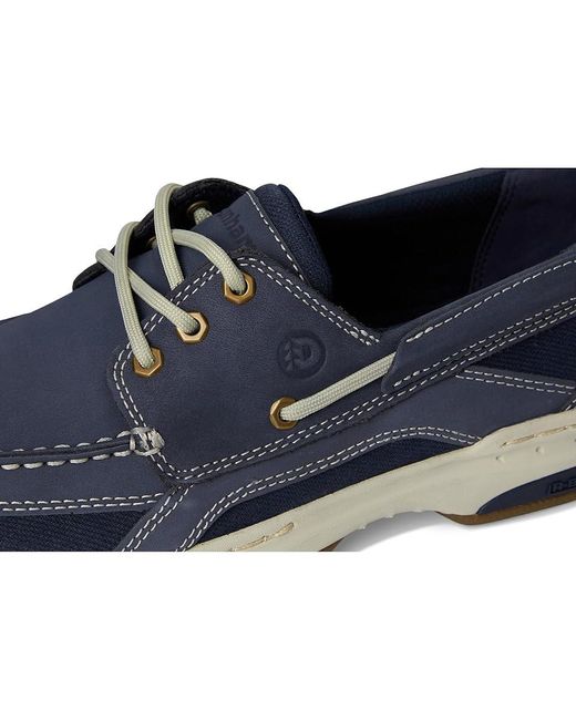 Dunham Blue Captain Slip On Shoes, Leather/Mesh for men