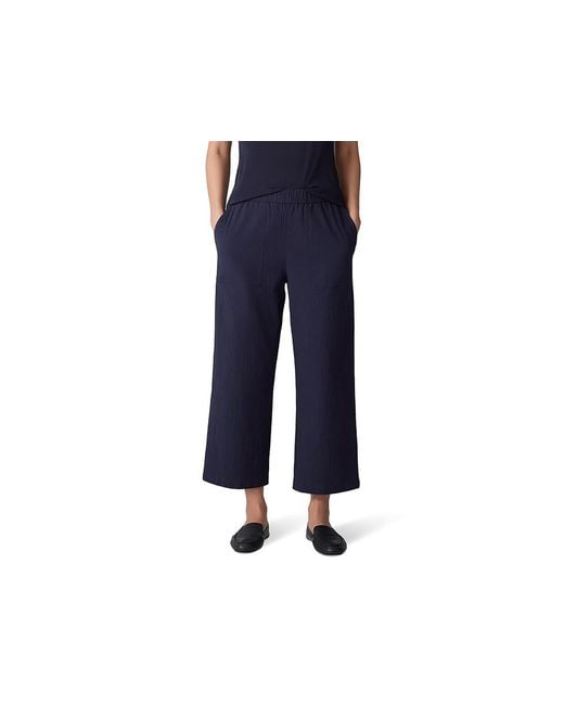 Eileen Fisher Black Straight Cropped Pants Casual Pants, Cotton/Elastane