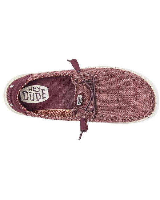 HeyDude Purple Wendy Stretch Sox Flat Shoes, Canvas