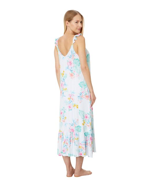 Tommy Bahama Blue Sleeveless Floral Maxi Gown