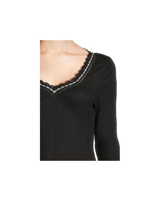 Free People Black Only You Long Sleeve Clothing Lg 12) Cotton/Polyester
