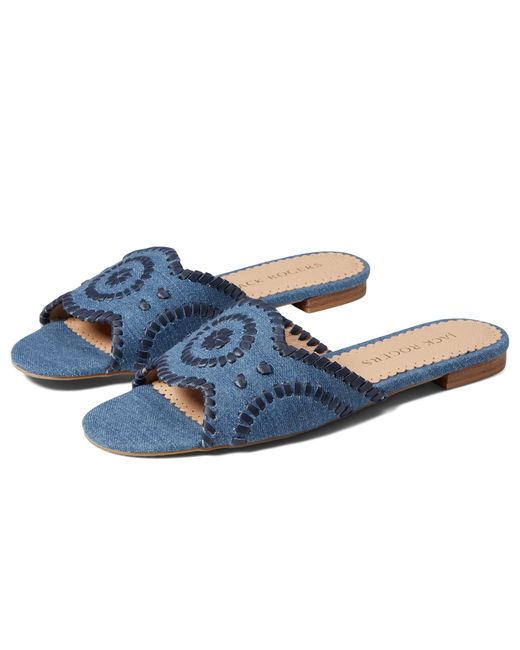 Jack Rogers Thompson Slide Denim in Blue | Lyst