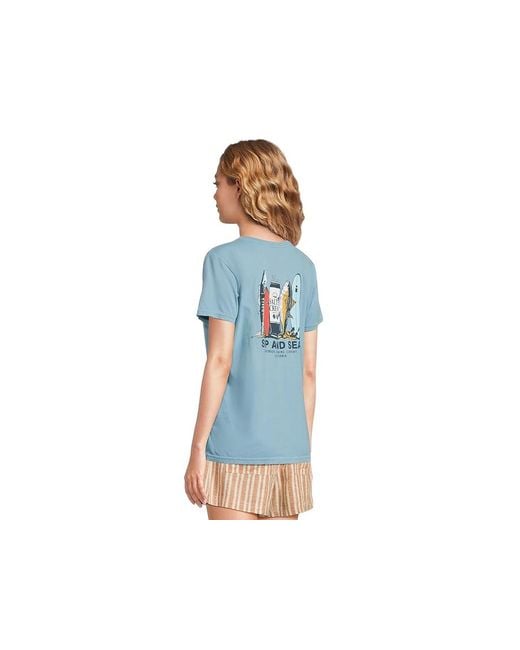 Salty Crew Blue Sip And Sea Boyfriend T-Shirts T Shirt, Cotton/Jersey