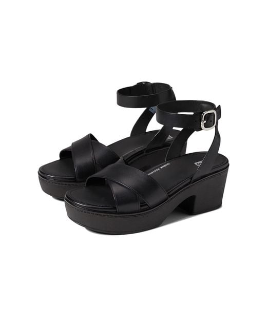 Fitflop Pilar Crossover Leather Ankle-strap Platforms in Black | Lyst