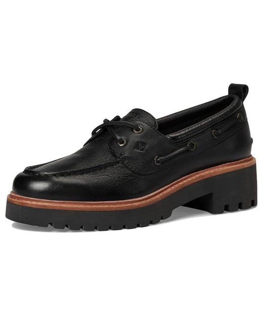 Sperry Top-Sider Black Ao 2 Eye Lug Shoes 11 M (B) Leather