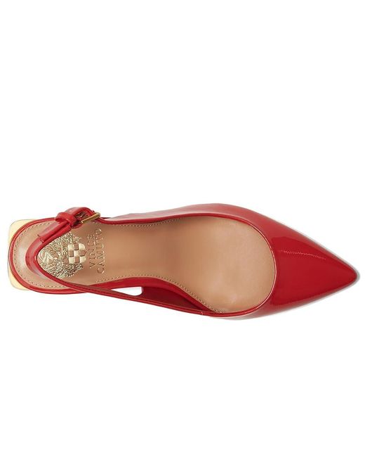 Vince Camuto Red Hamden Buckle Slingback Pumps High Heels, Leather/Rubber