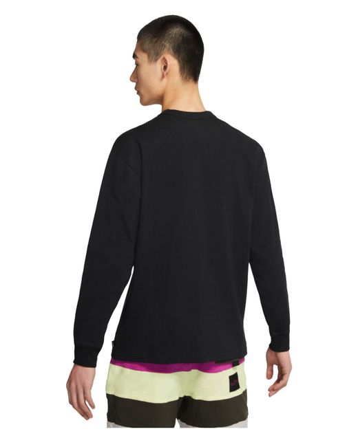 Nike Cotton Nsw Long Sleeve M90 Pocket Tee in Black for Men - Lyst
