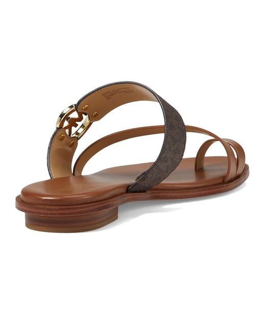MICHAEL Michael Kors Brown Vera Flat Thong Sandals, Leather/Rubber