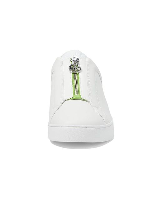 MICHAEL Michael Kors White Keaton Zip Slip On (Pear Multi) Shoes