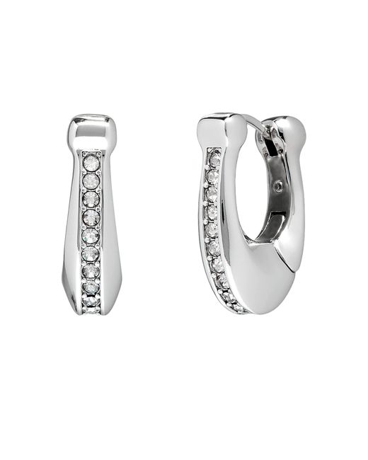 coach signature logo pave hoop earrings