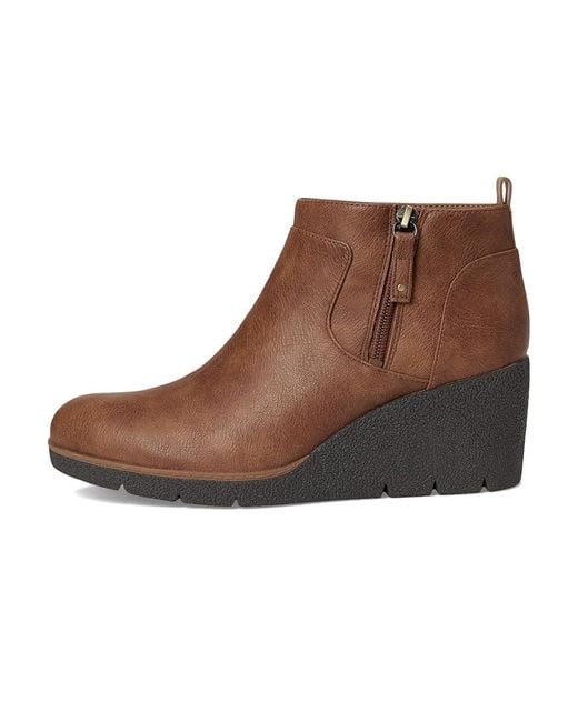 Dr. Scholls Brown Bianca Zip Short Boots Boots, Faux Leather