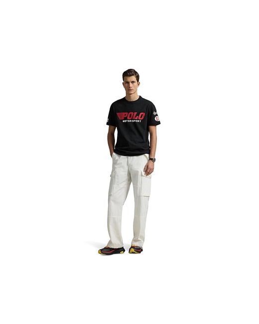 Polo Ralph Lauren Black Classic Fit Jersey Graphic T-Shirt Clothing, Cotton for men