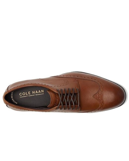 Cole Haan Brown Harmon Grand Wingtip Oxfords Slip On Shoes British Tan/Dark Waterproof 7 D for men
