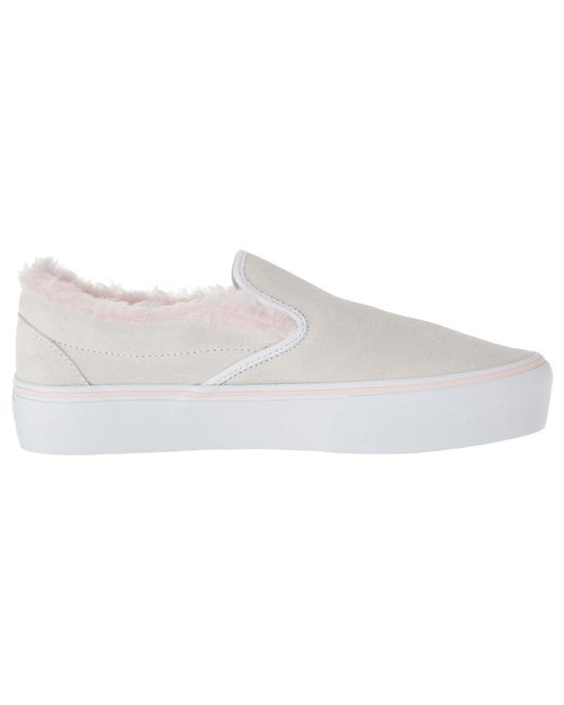 Vans Canvas Women Classic Slip-on Platform Suede Sneakers, True White/pink  | Lyst