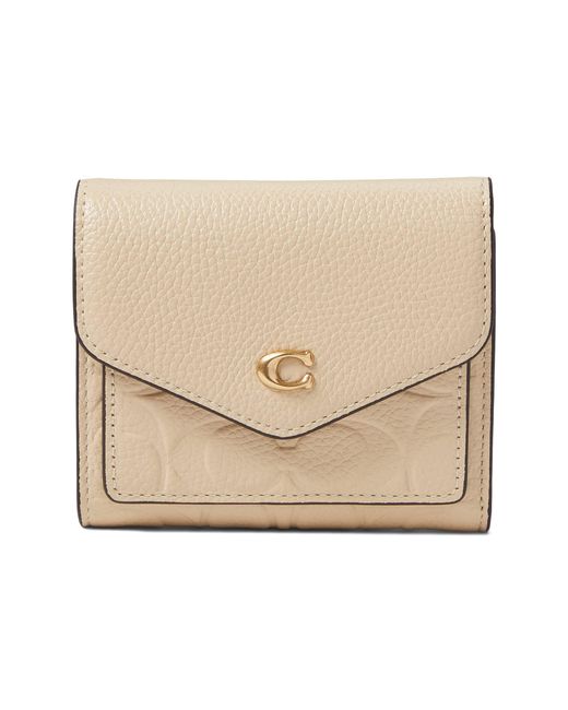 COACH Signature Leather Wyn Small Wallet in White | Lyst