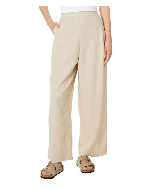 Madewell Natural Pull-on Straight Crop Pants In 100% Linen