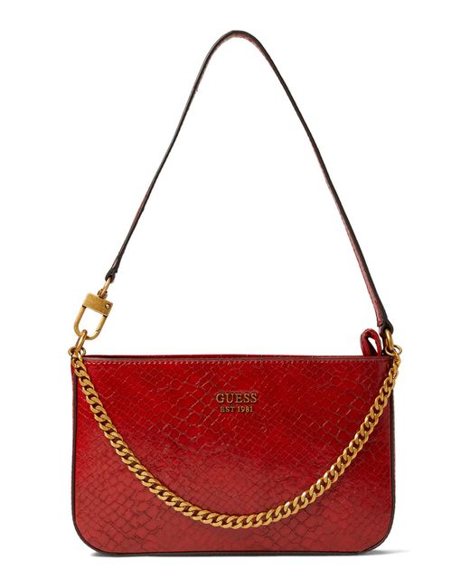 Guess Synthetic Katey Mini Top Zip Shoulder Bag in Red Lyst