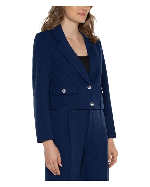 Liverpool Los Angeles Blue Cropped Blazer Luxe Stretch Suiting
