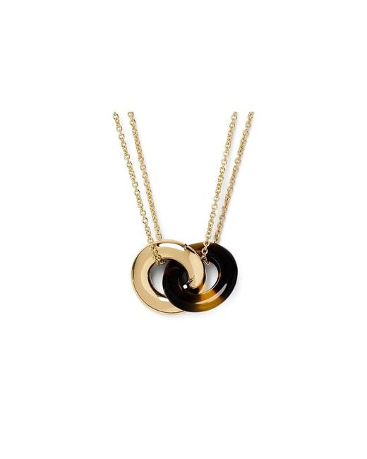 Kate Spade Black Interlock Pendant Necklace, Brass/Cubic Zirconia/Glass