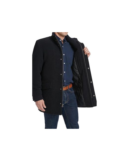Cole Haan Black Wool Plush Car Coat Coat 1, Polyester/Spandex/Viscose for men
