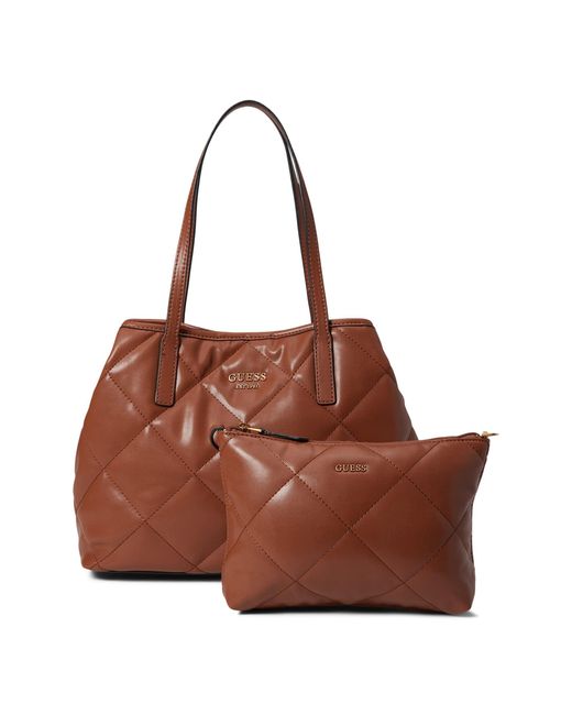 Guess Vikky Tote in Brown | Lyst