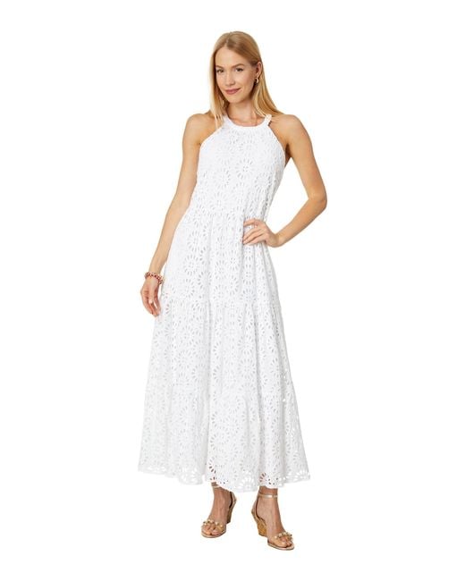 Lilly Pulitzer Beccalyn Eyelet Maxi Dress in White | Lyst