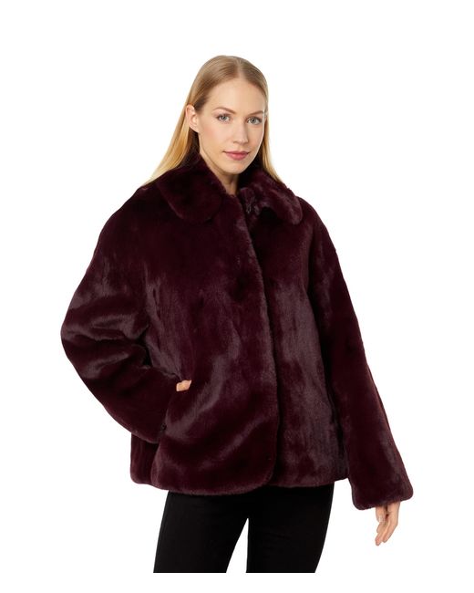 Ted Baker Liliam Faux Fur Coat in Red | Lyst