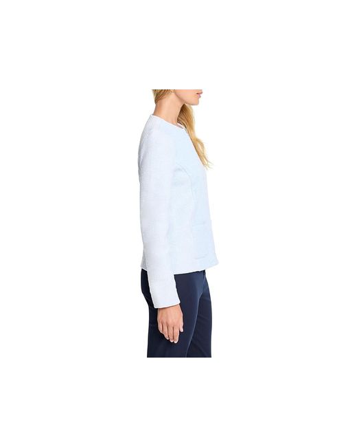 NIC+ZOE Blue Weave Mix Knit Zip Jacket Jacket Xs (Us 0-2) Cotton/Nylon/Polyester