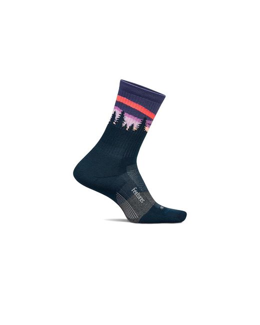FEETURES SOCKS Black Trail Max Cushion Mini Crew Crew Cut Socks Shoes Sm (Us Shoe 4-6.5) Nylon/Polyester/Spandex