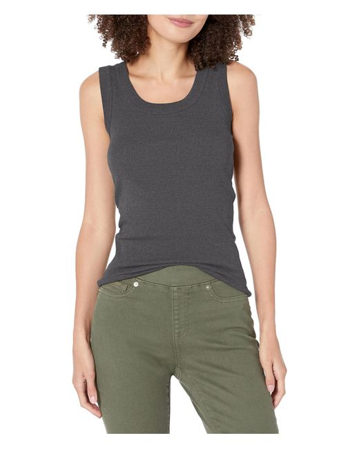 NIC+ZOE Nic+zoe Perfect Knit Rib Scoop Tank in Gray Lyst