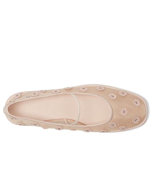 COACH Emilia Mary Jane With Tea Rose Flat Shoes, Leather