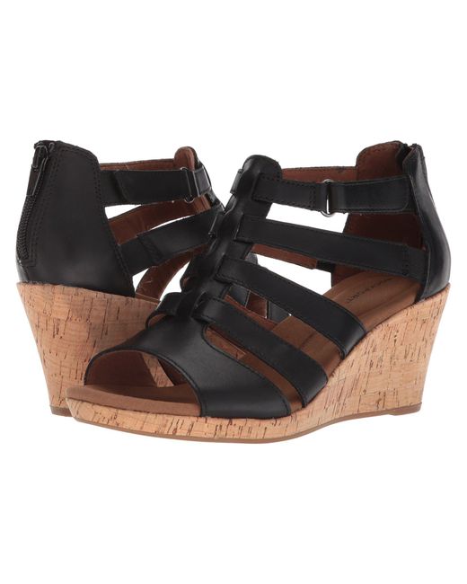 rockport black wedges
