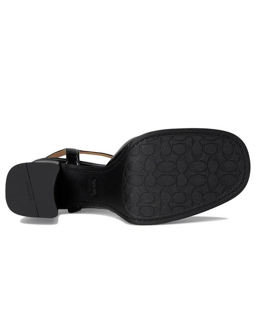 COACH Black Pump With Tea Rose High Heels, Leather