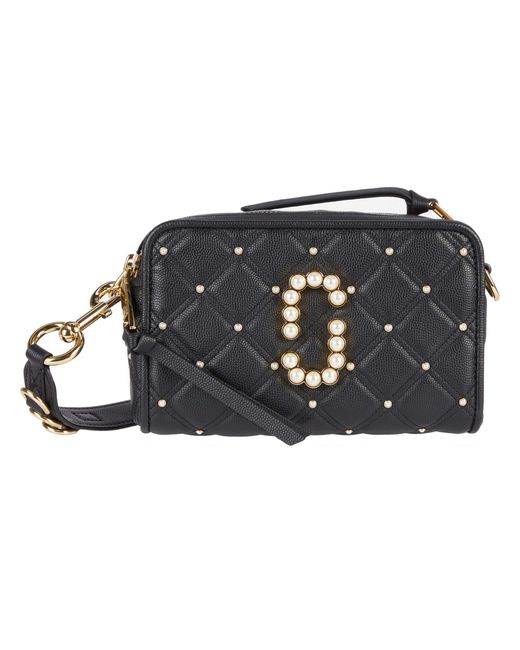 Marc Jacobs The Softshot 21 Quilted With Pearls Crossbody Cross Body  Handbags in Black