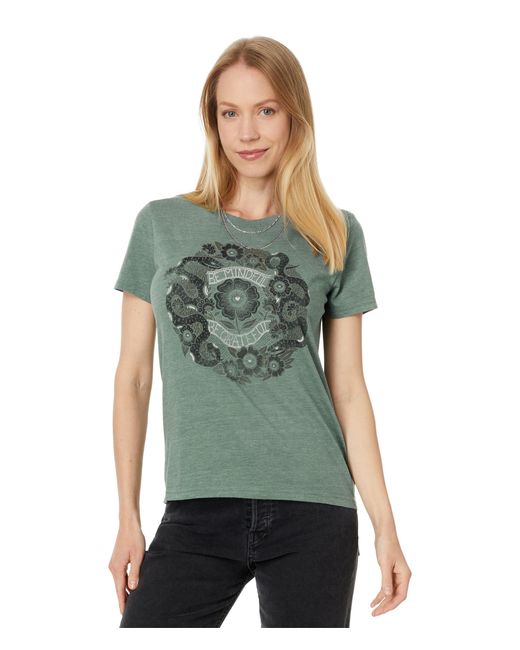 Lucky Brand Green Be Mindful Be Grateful Snake Classic Crew
