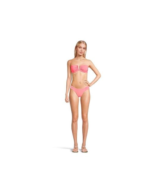 Becca Pink Color Code Brinley V Wire Bandeau Top Swimwear, Nylon/Spandex