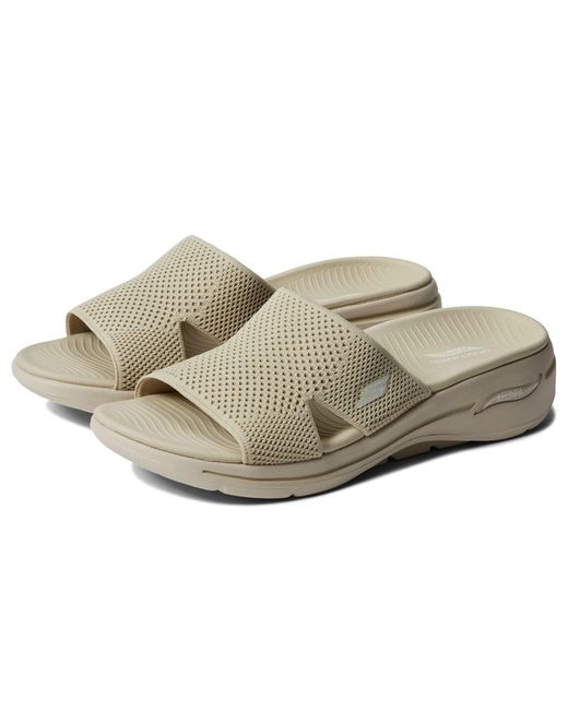 Skechers Go Walk Arch Fit Knit Slide in Beige (Natural) Lyst