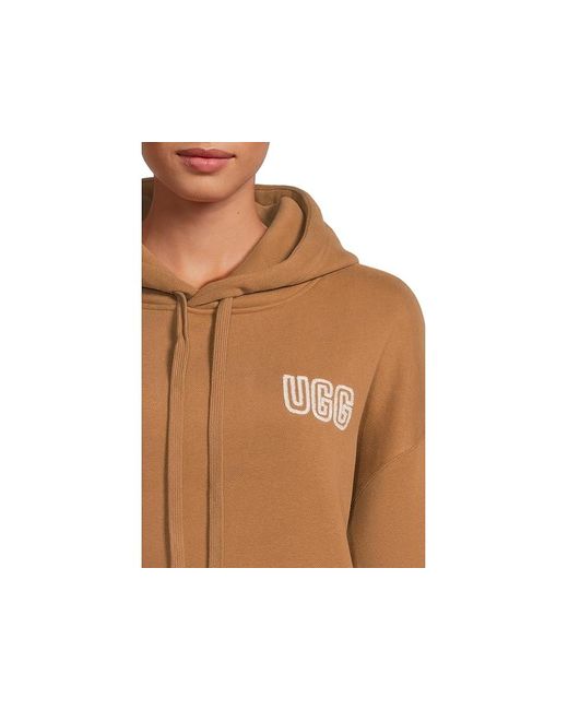 Ugg Brown Logo Hoodie Sweatshirt, Cotton/Polyester
