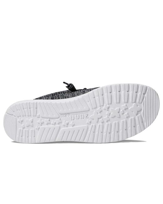 HeyDude Black Wally Stretch Mix Slip-On Casual Shoes (Meteorite) Shoes
