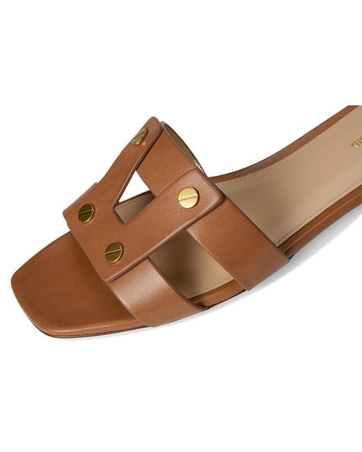 Veronica Beard Brown Via Slide Wedge Shoes, Leather/Rubber