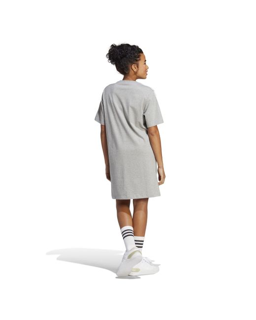 adidas Essentials 3-stripes Single Jersey Boyfriend T-shirt Dress in White  | Lyst